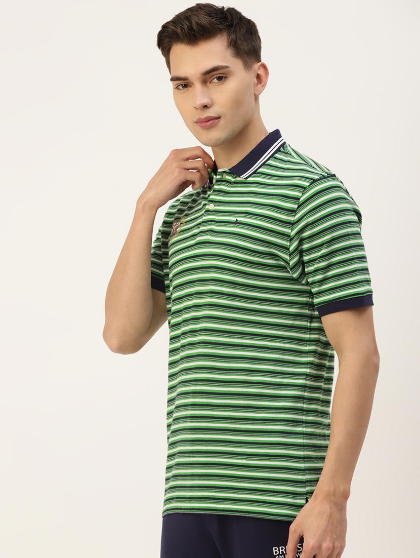 men regular fit striped short sleeve polo t-shirt - 21635937 - Standard Image - 1