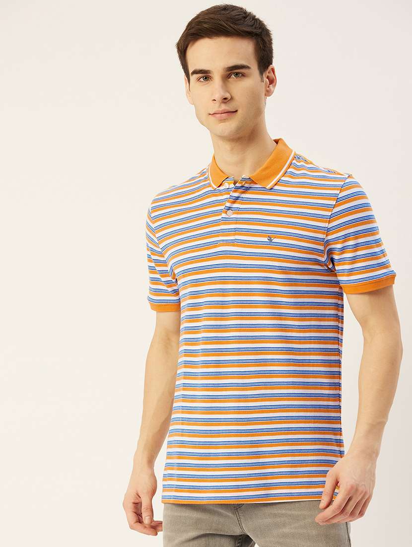 men regular fit striped short sleeve polo t-shirt