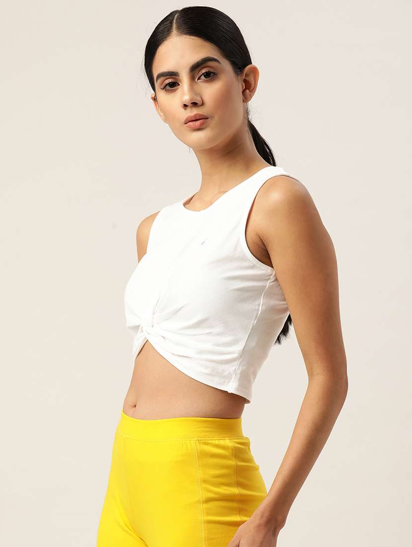 women round neck solid crop top - 21636156 -  Standard Image - 1