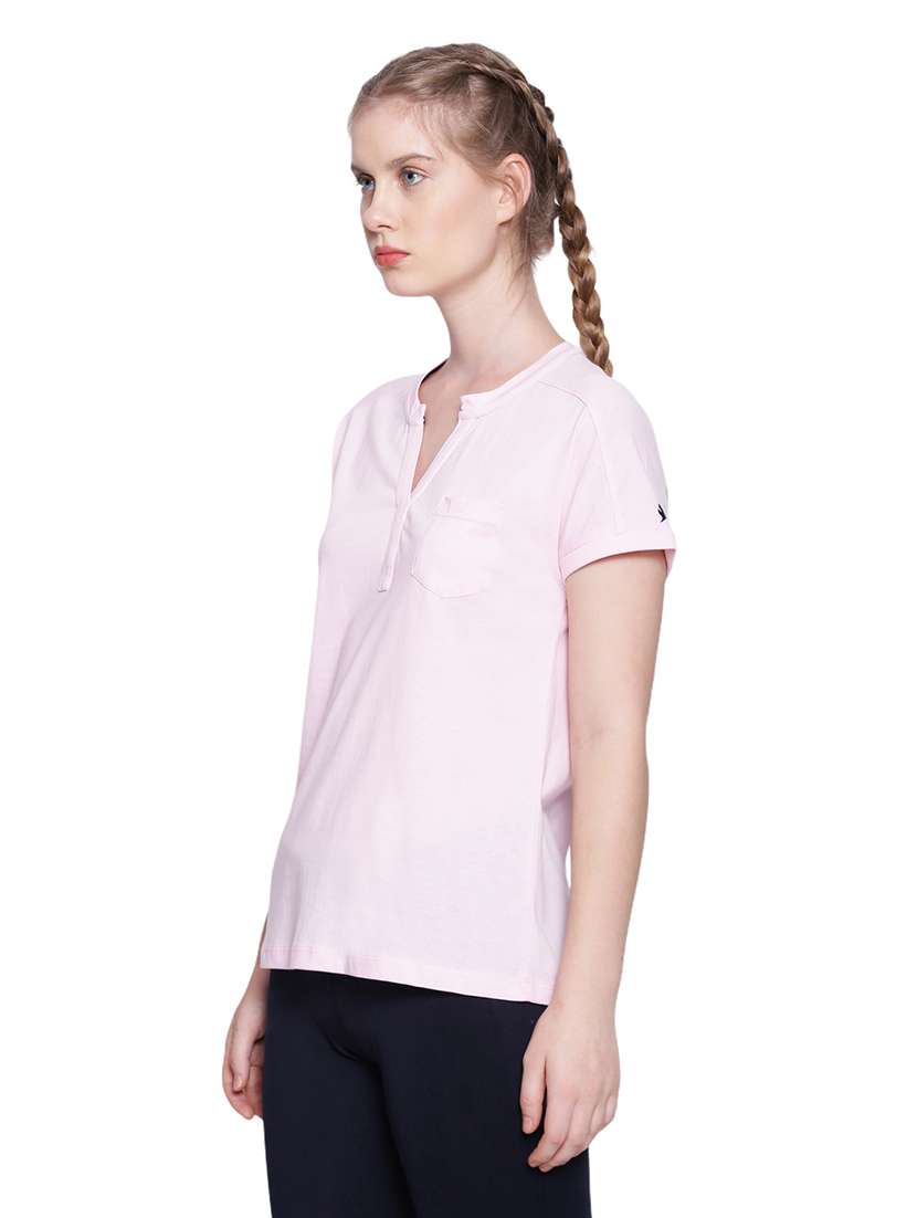 women solid notch neck  top - 21636171 -  Standard Image - 1