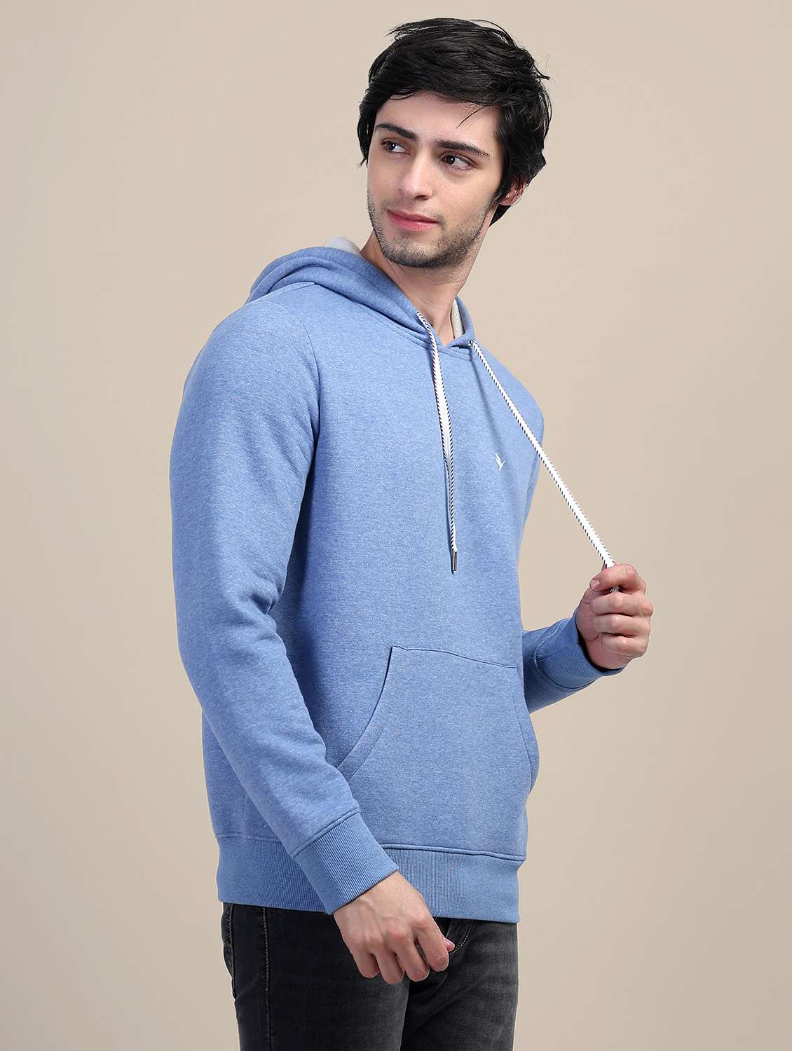 men solid long sleeve hooded sweatshirt - 21636186 -  Standard Image - 1