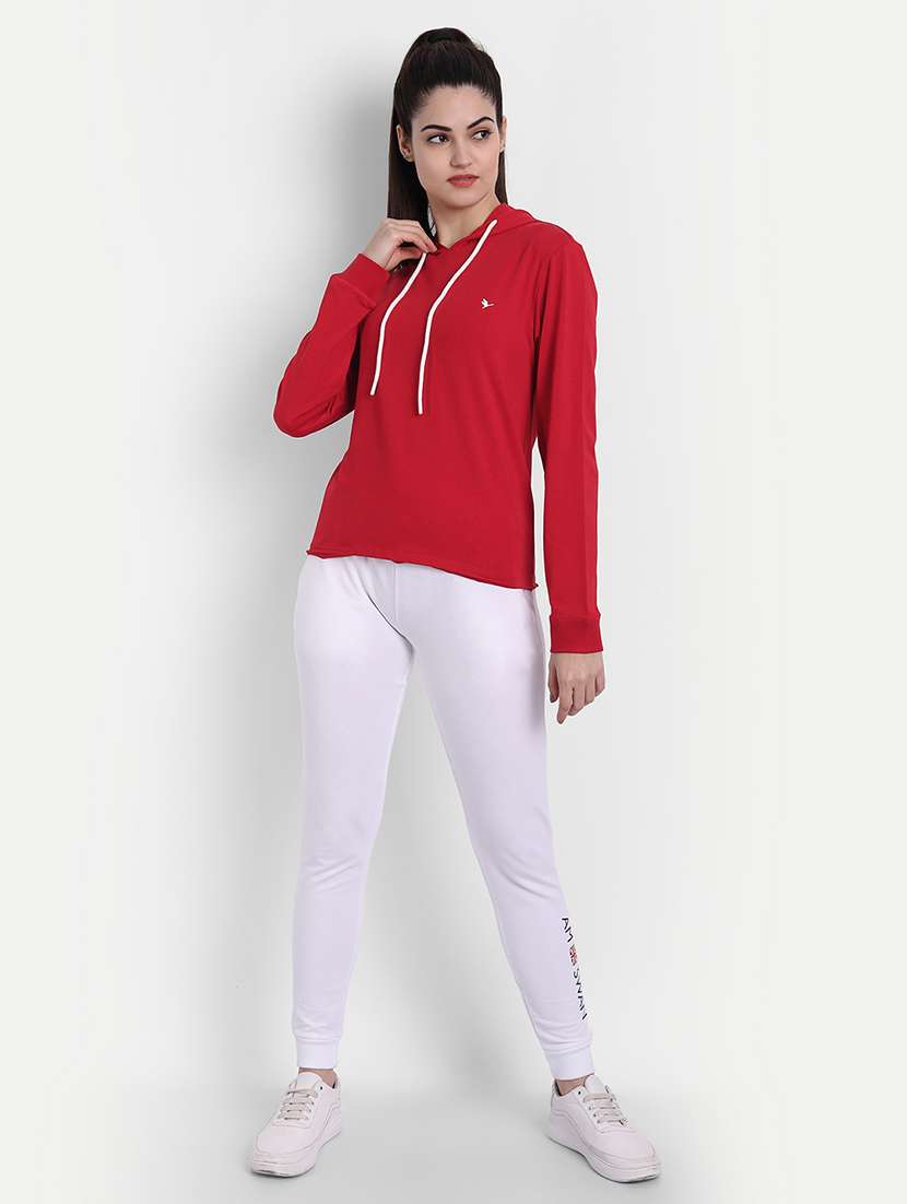 women plain long sleeve hood neck sweatshirt - 21636192 -  Standard Image - 4