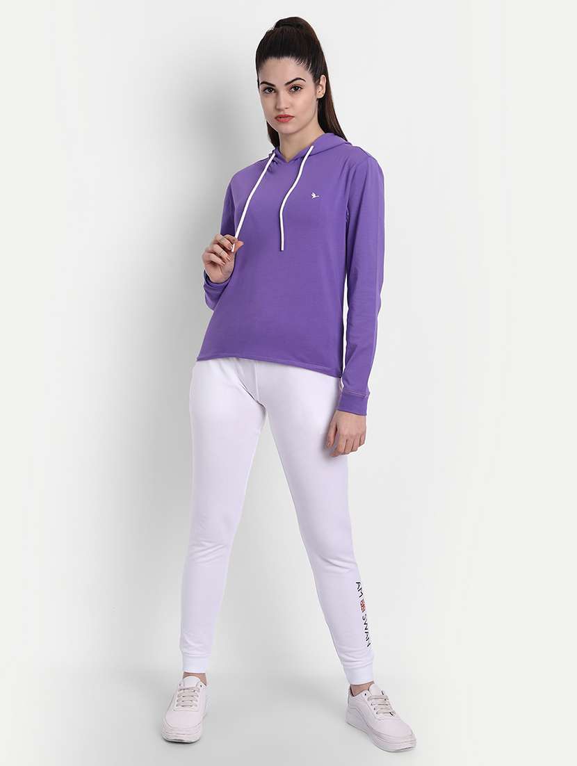 women plain long sleeve hood neck sweatshirt - 21636194 -  Standard Image - 4