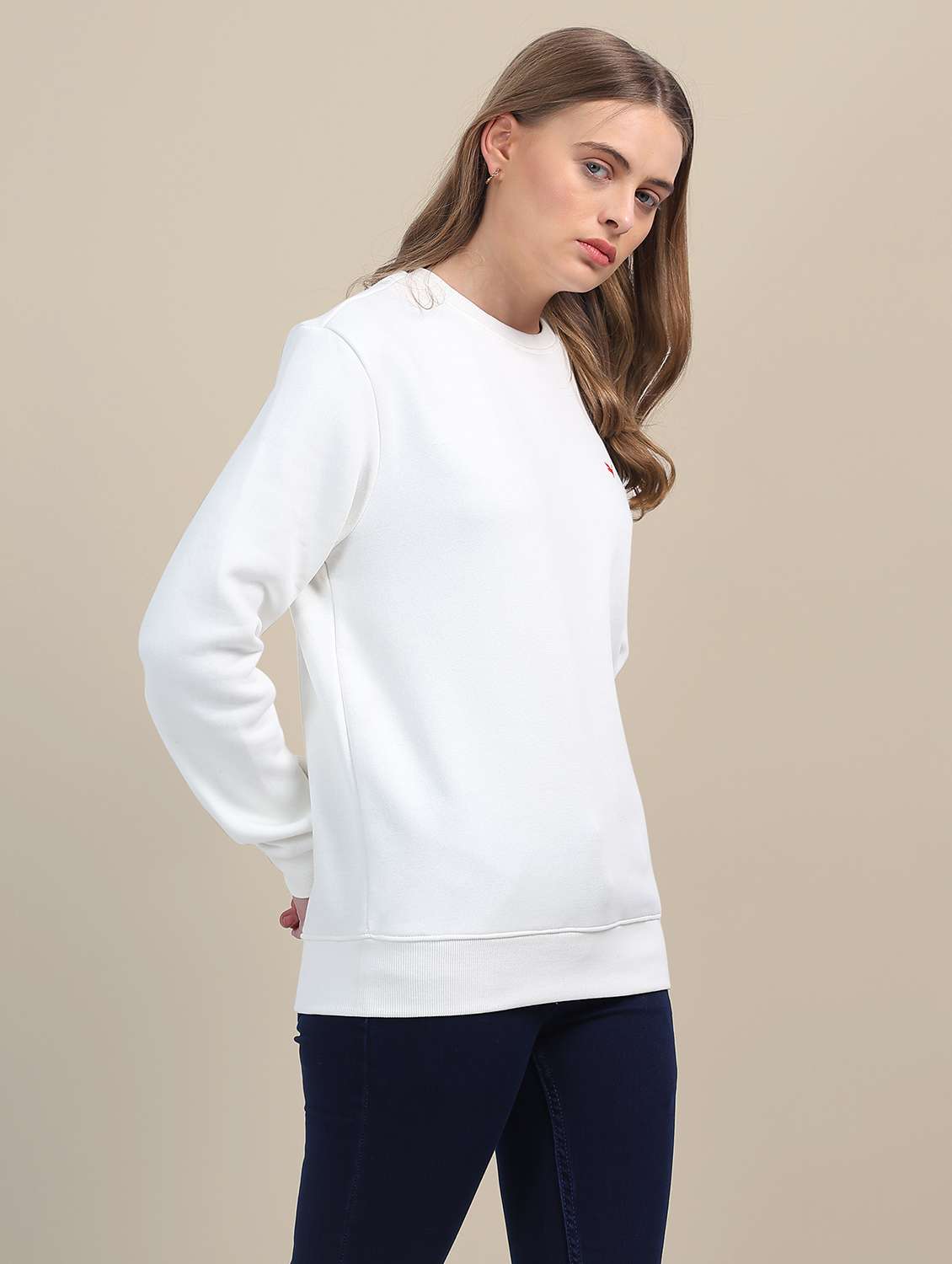 women solid crew neck sweatshirt - 21636195 -  Standard Image - 1