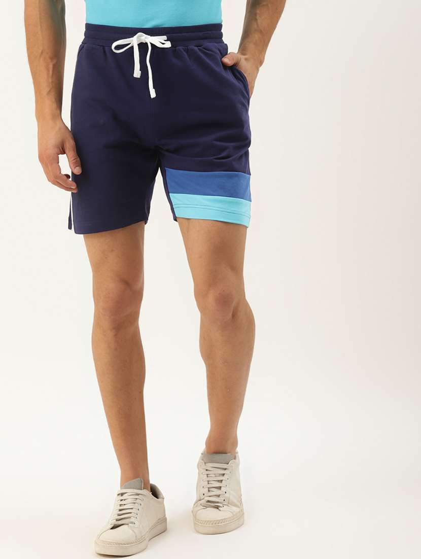 men mid rise color block shorts