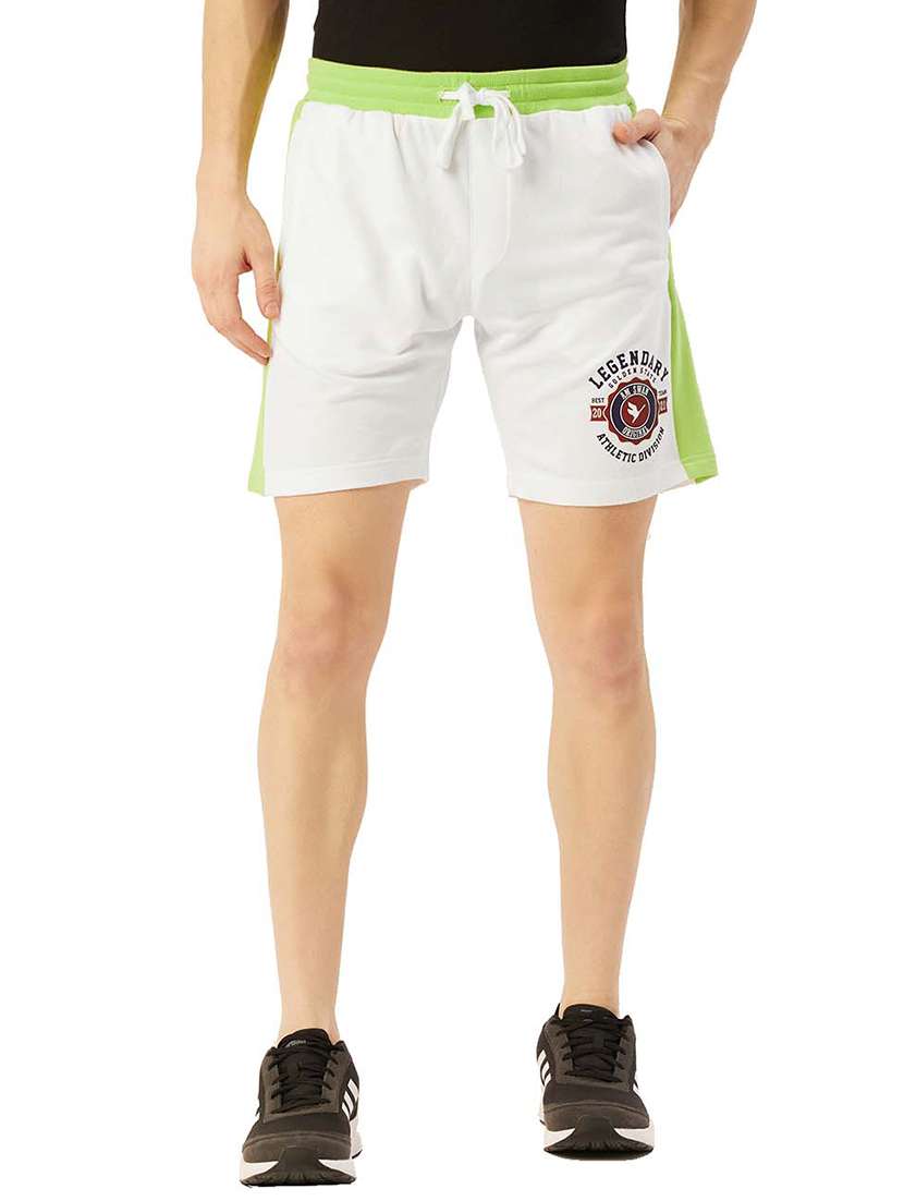 men mid rise color block shorts