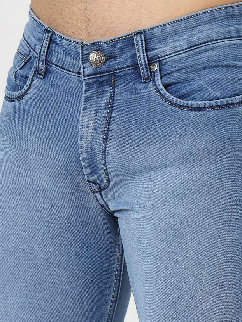 men plain mid rise denim jeans - 21636277 -  Standard Image - 4