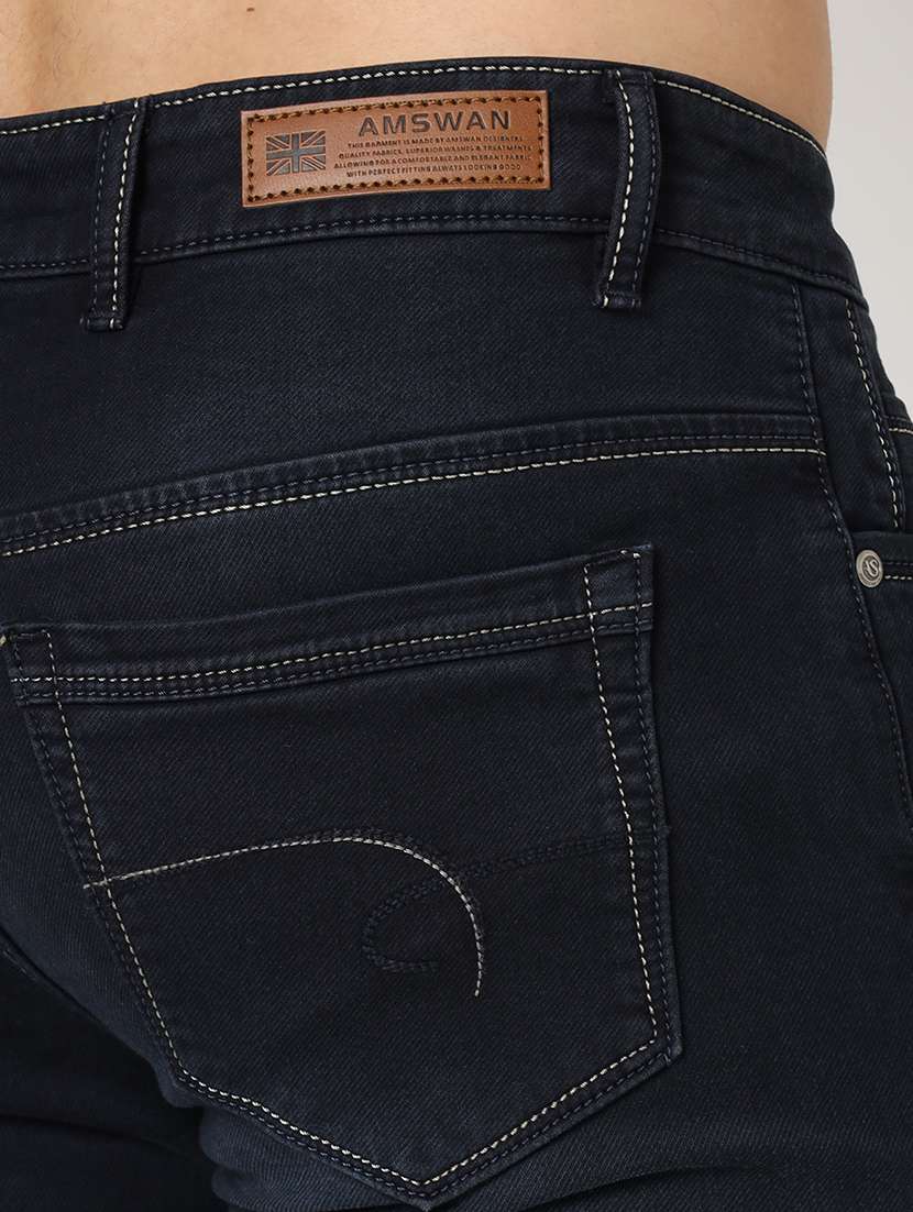 men plain mid rise denim jeans - 21636279 - Standard Image - 4