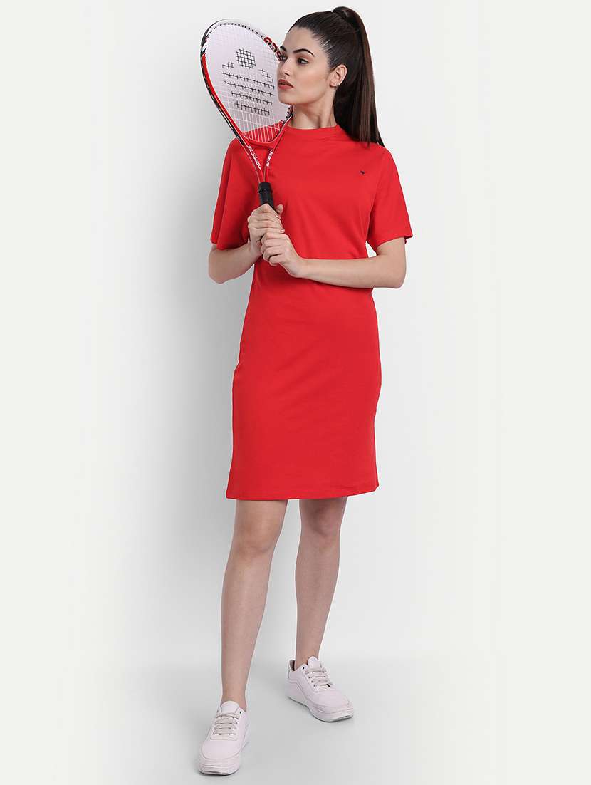 women red cotton sheath dress - 21636296 - Standard Image - 4