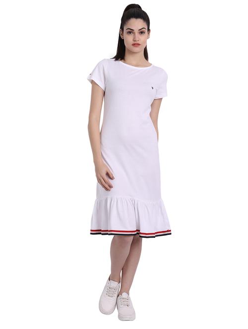 women white solid round neck a-line dress - 21636297 -  Standard Image - 0