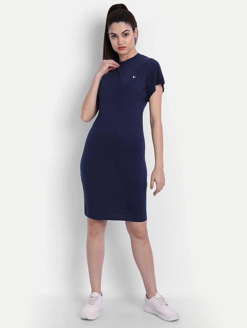 women round neck solid bodycon dress - 21636299 - Standard Image - 1