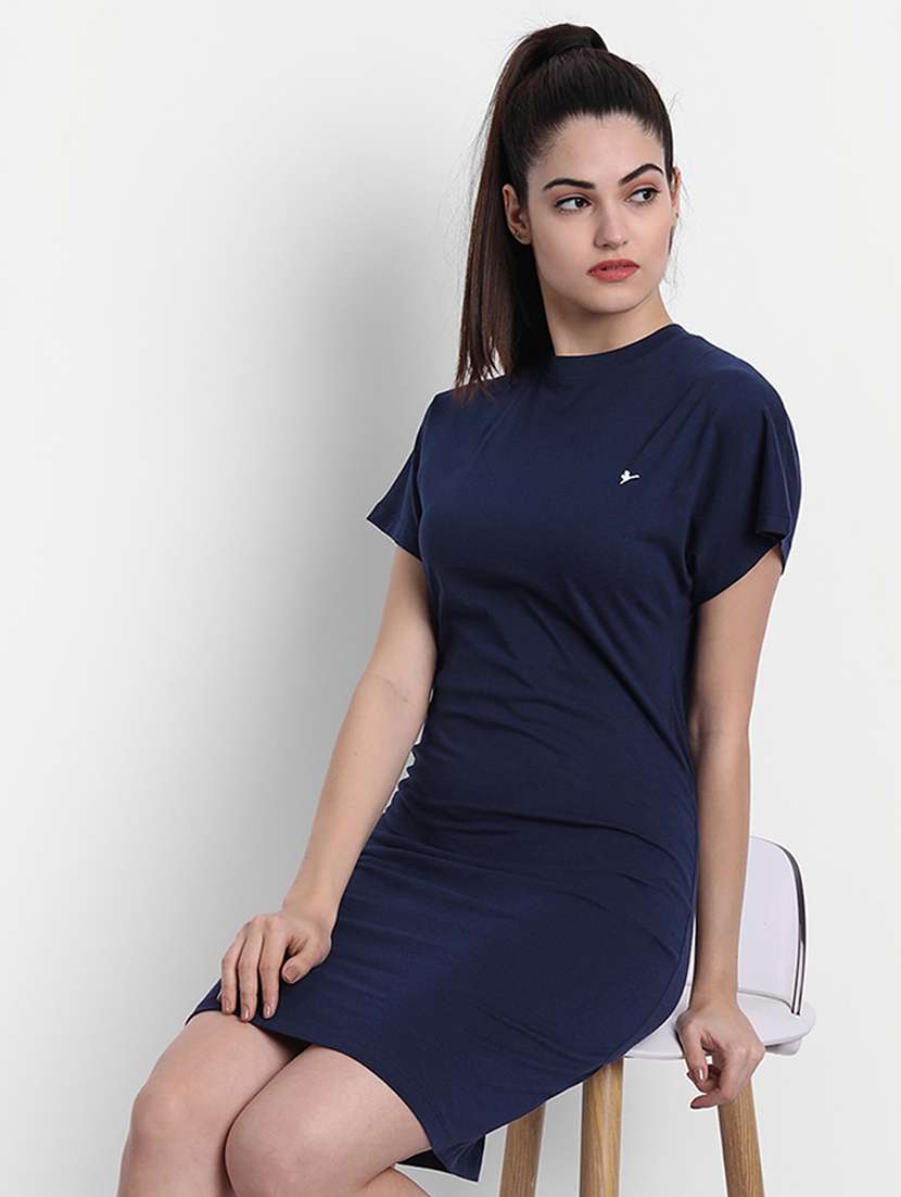 women round neck solid bodycon dress - 21636299 - Standard Image - 4