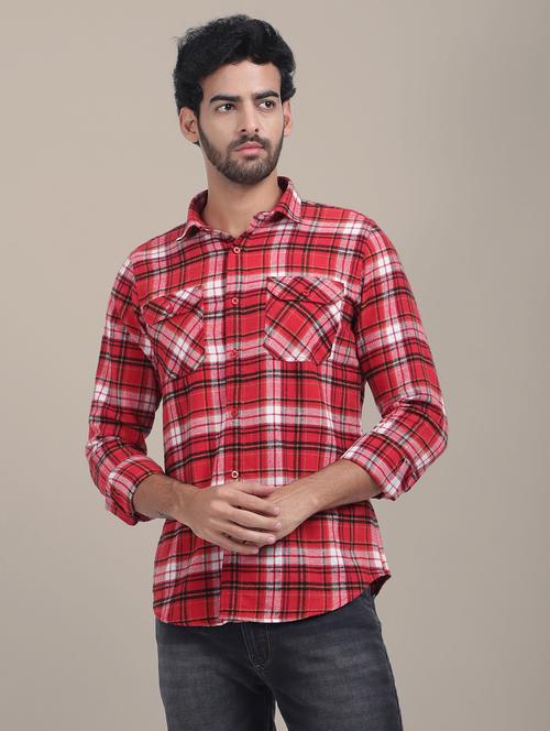 men regular fit checkered double pocket casual shirt - 21636340 -  Standard Image - 0