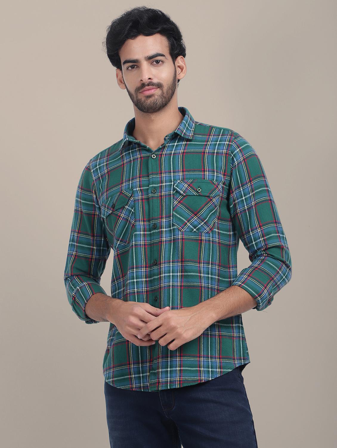 men regular fit checkered double pocket casual shirt - 21636344 -  Zoom Image - 0