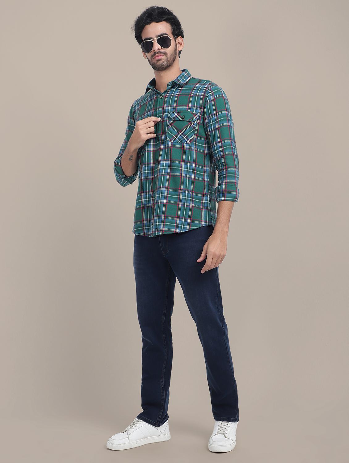 men regular fit checkered double pocket casual shirt - 21636344 - Standard Image - 4