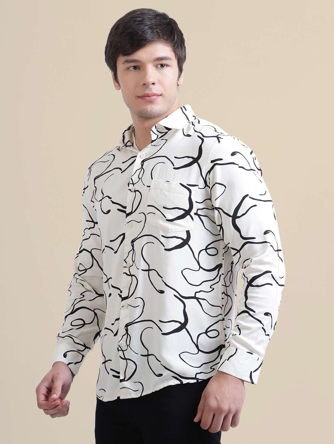 men regular fit printed single pocket casual shirt - 21636355 -  Standard Image - 1