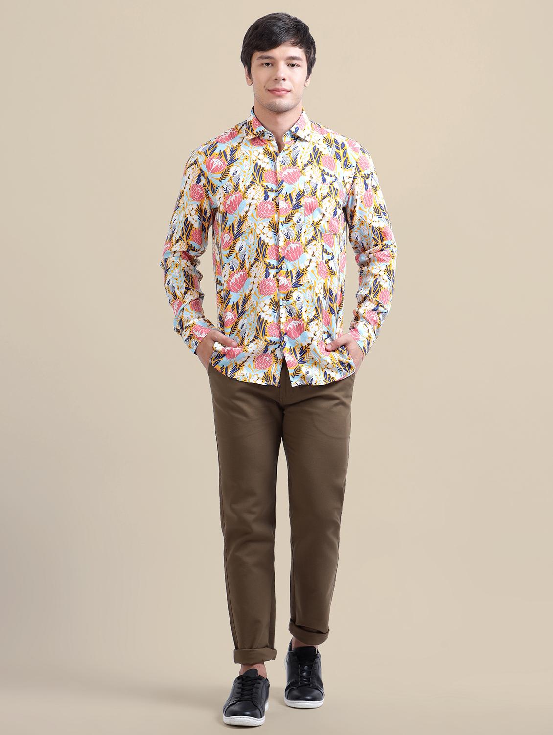 men regular fit printed single pocket casual shirt - 21636358 - Standard Image - 4