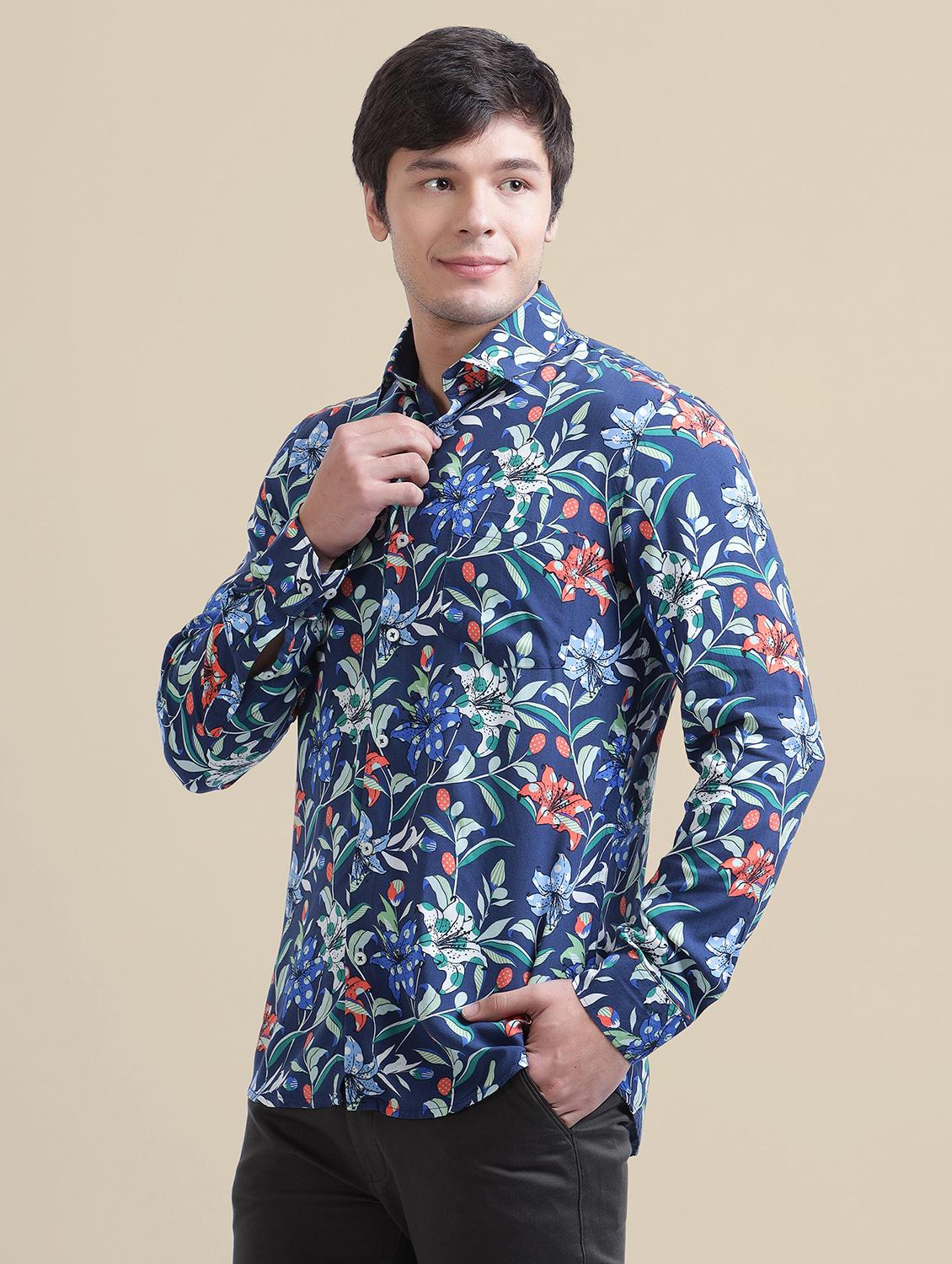men regular fit printed single pocket casual shirt - 21636362 -  Standard Image - 1