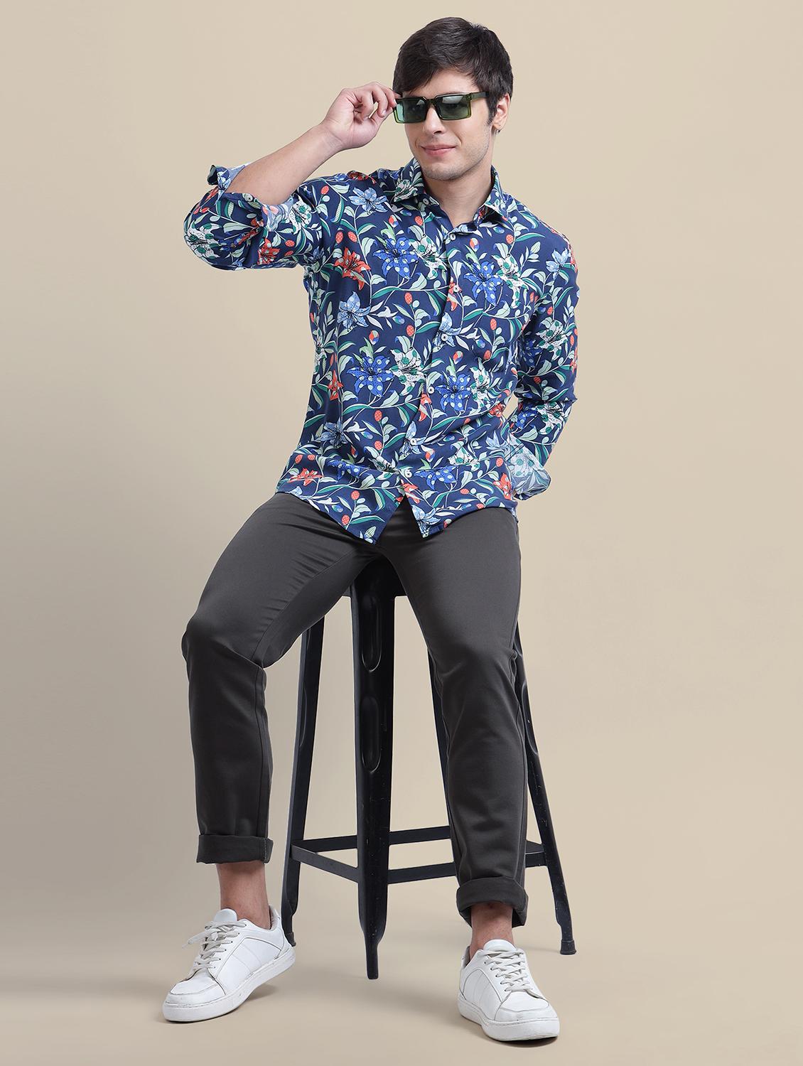 men regular fit printed single pocket casual shirt - 21636362 - Standard Image - 4