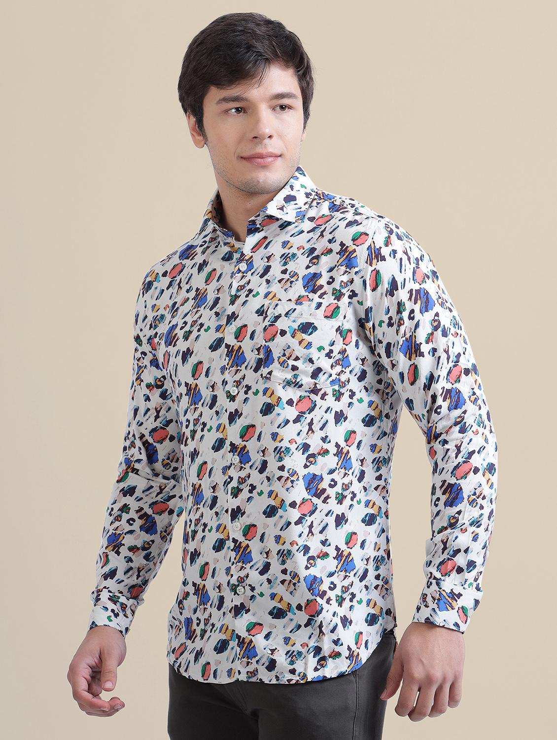 men regular fit printed single pocket casual shirt - 21636364 - Standard Image - 1