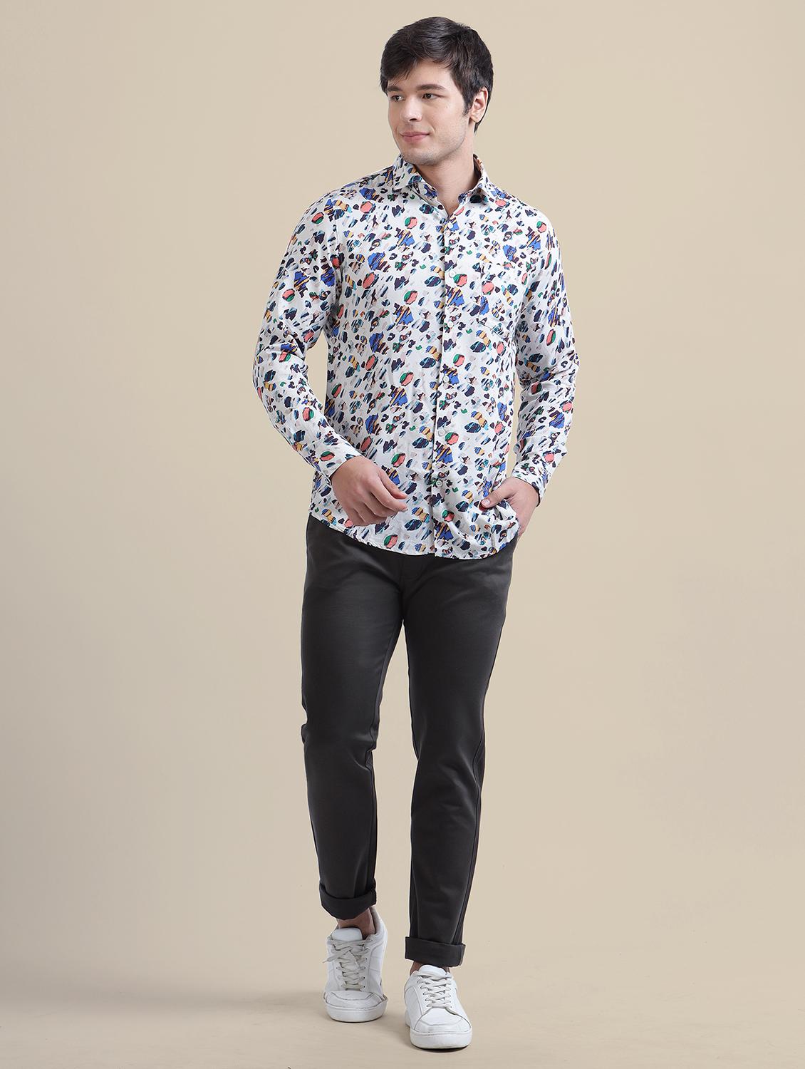 men regular fit printed single pocket casual shirt - 21636364 - Standard Image - 4