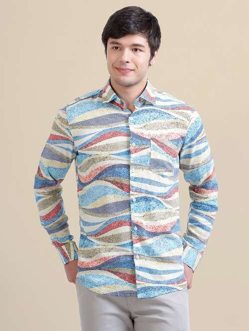 men regular fit printed single pocket casual shirt - 21636381 -  Standard Image - 0