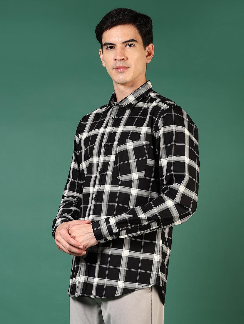men checkered long sleeves casual shirt - 21636477 - Standard Image - 1