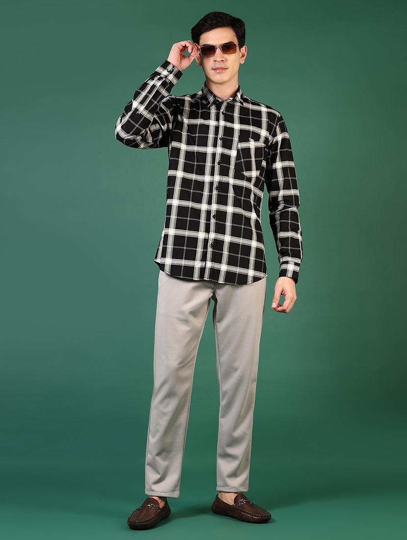 men checkered long sleeves casual shirt - 21636477 - Standard Image - 4