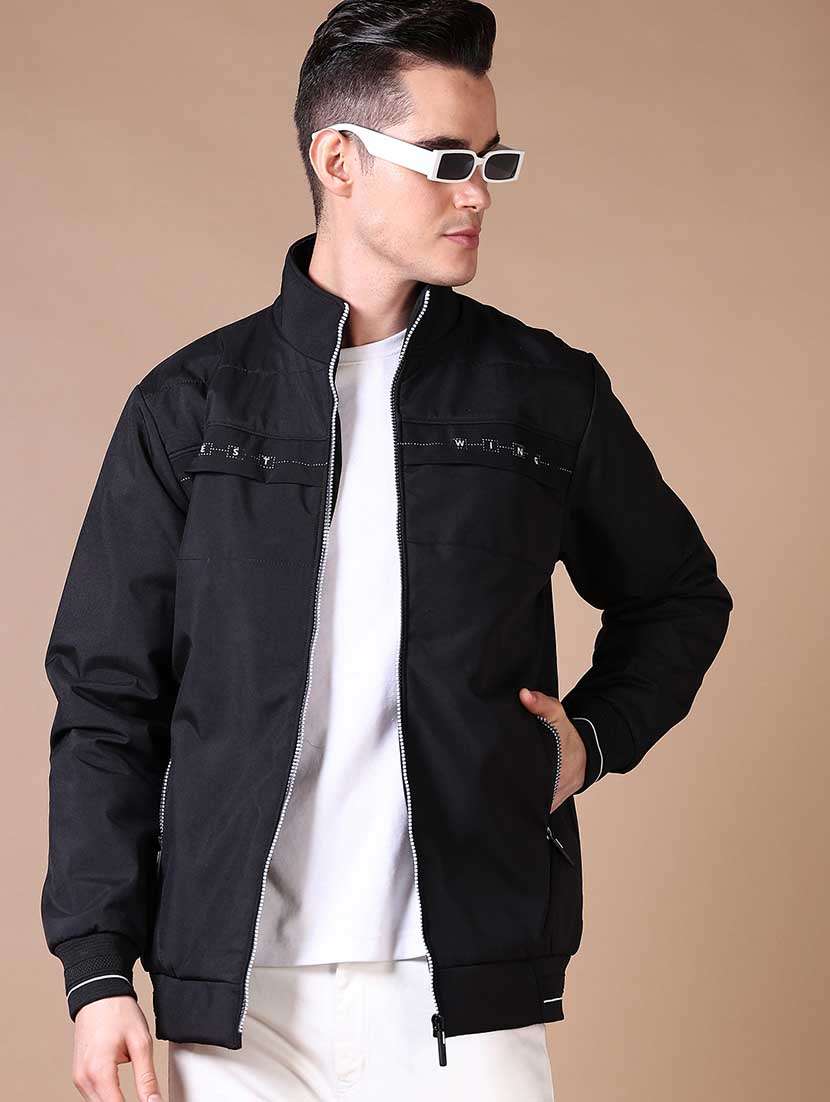 black cotton casual jacket - 21636487 -  Standard Image - 1