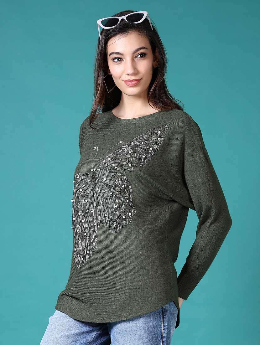 women embellished long sleeves pullover