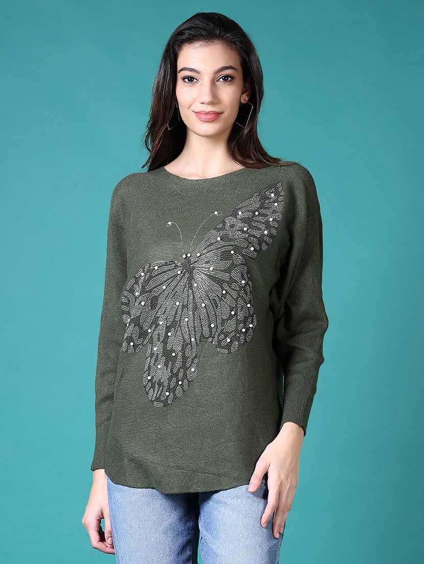 women embellished long sleeves pullover - 21636489 -  Standard Image - 1