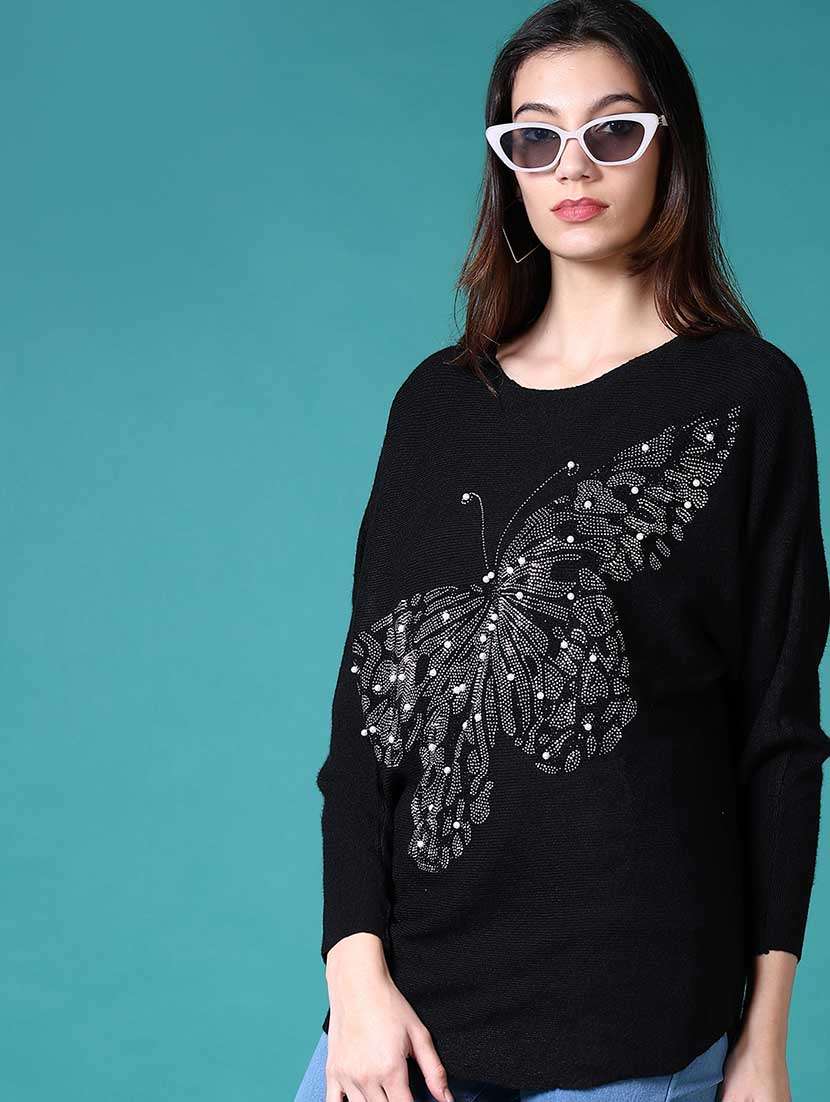 women embellished long sleeves pullover - 21636490 -  Standard Image - 1
