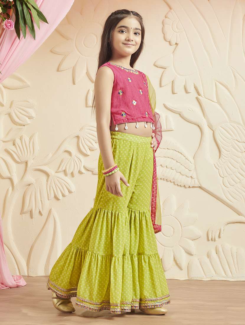 girls embellished round neck suit set - 21636539 - Standard Image - 1