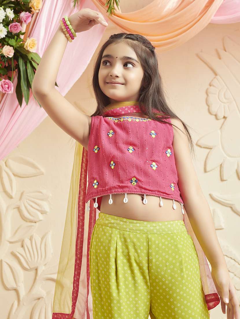 girls embellished round neck suit set - 21636539 - Standard Image - 4