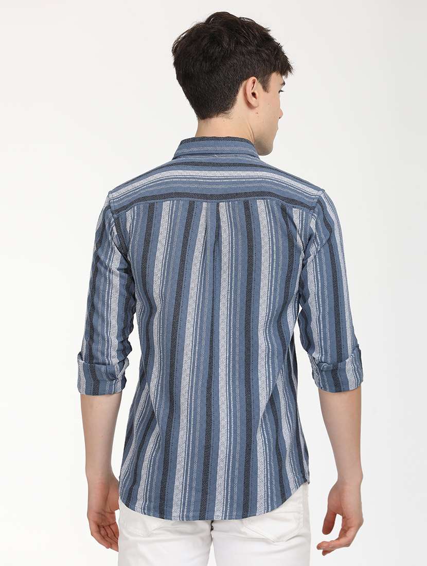 men slim fit striped long sleeve casual shirt - 21636546 -  Standard Image - 1