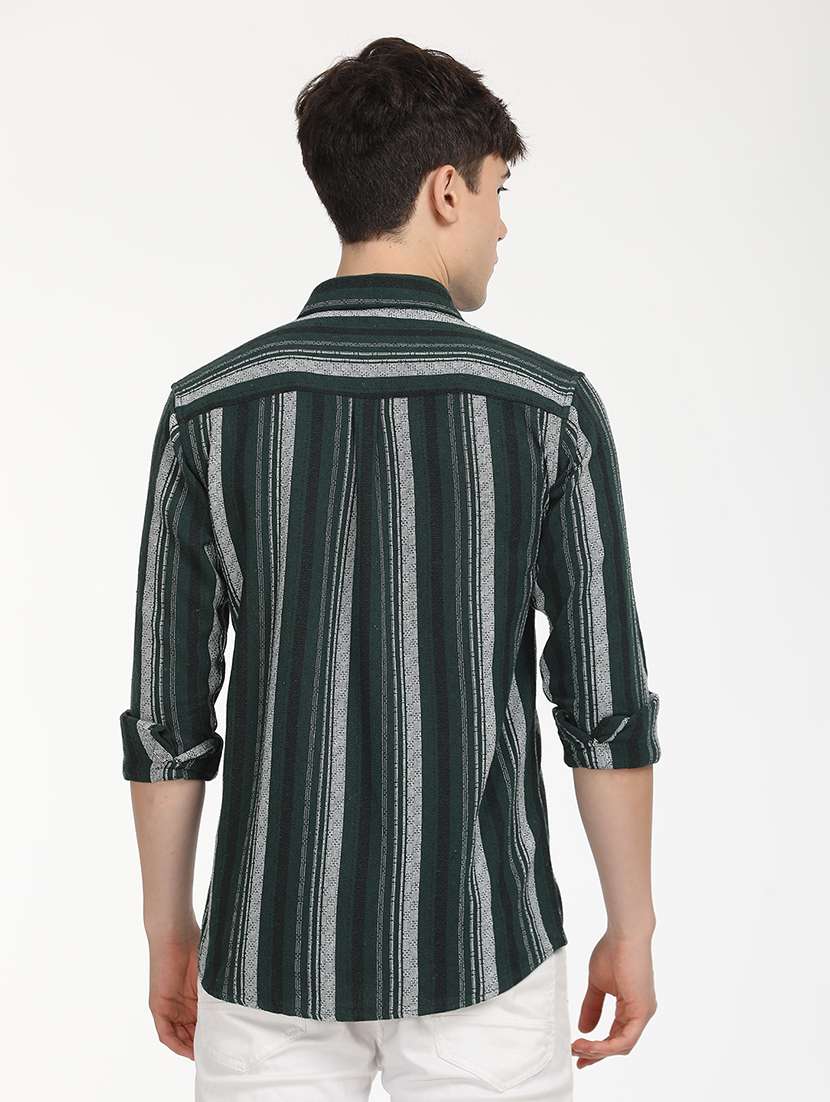 men slim fit striped long sleeve casual shirt - 21636547 -  Standard Image - 1