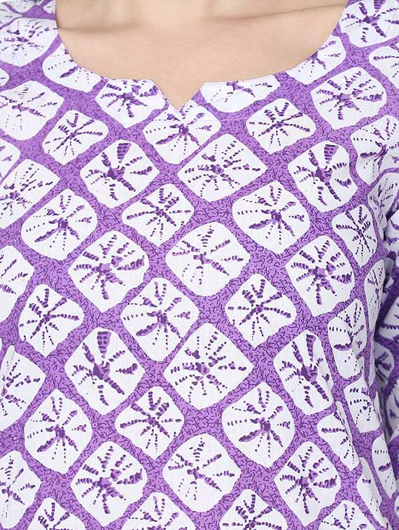 women purple printed nightwear pyjama set - 21636597 -  Standard Image - 4
