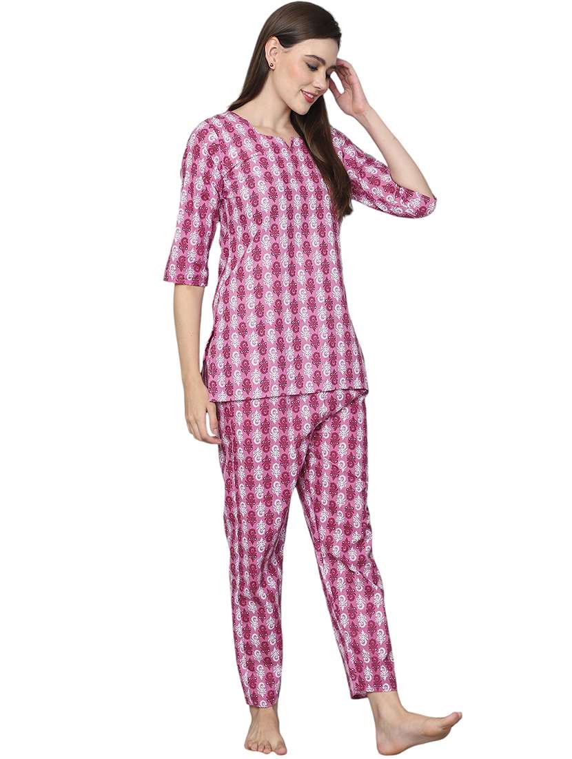 women printed nightwear pyjama set  - 21636599 -  Standard Image - 1