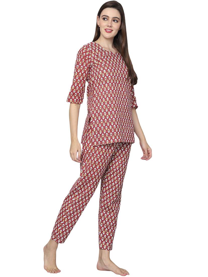 women printed top & trouser co-ord set - 21636601 -  Standard Image - 1
