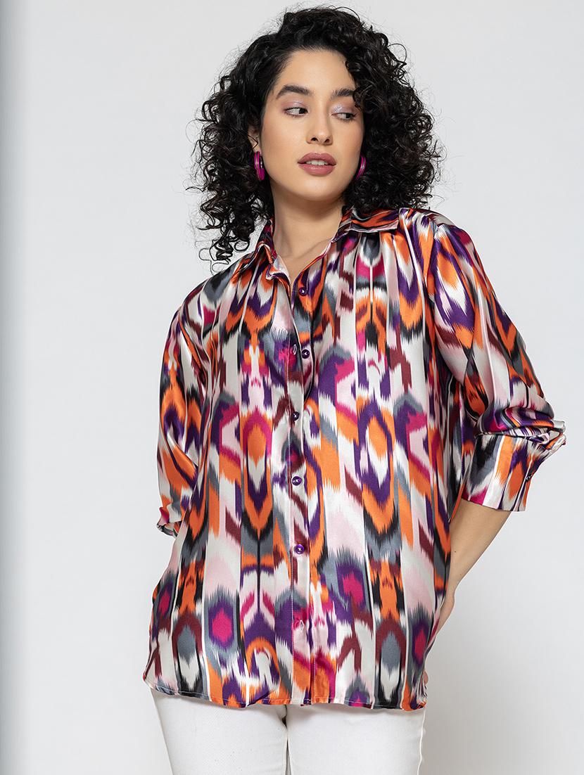 women multi color printed long sleeve shirt - 21636791 -  Zoom Image - 0