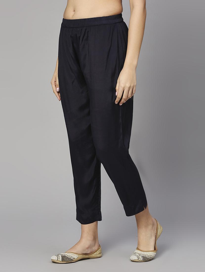 women mid rise solid tapered pant - 21636925 - Standard Image - 1