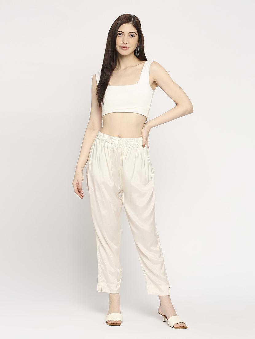 women mid rise solid tapered pant - 21636927 - Standard Image - 4