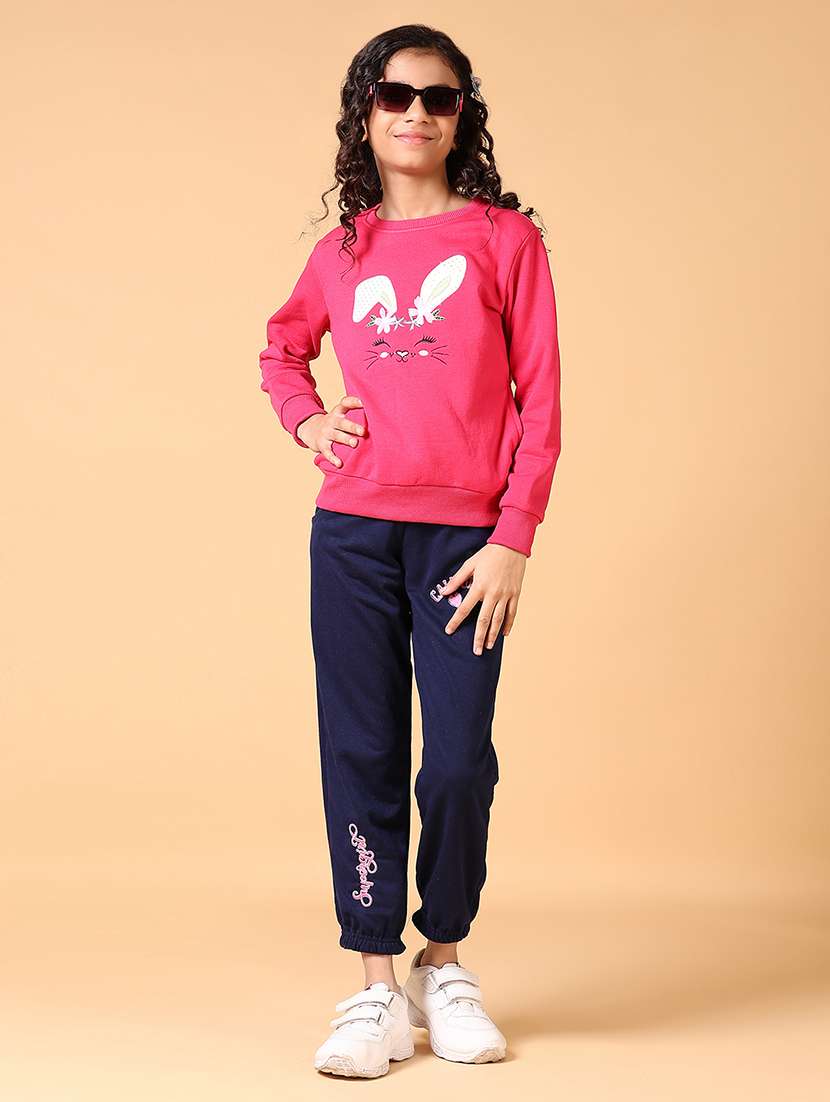 girls navy blue placement print joggers - 21636961 -  Standard Image - 4