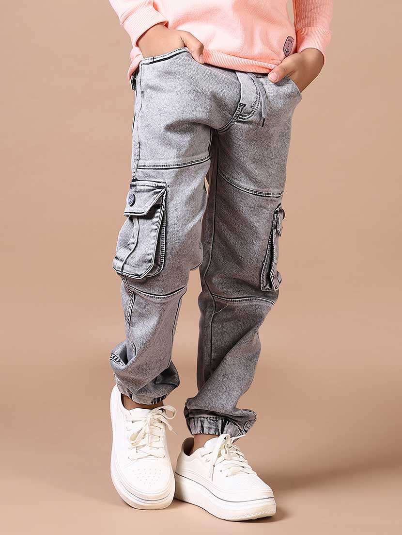 boys solid mid rise cargo  - 21636972 -  Standard Image - 1