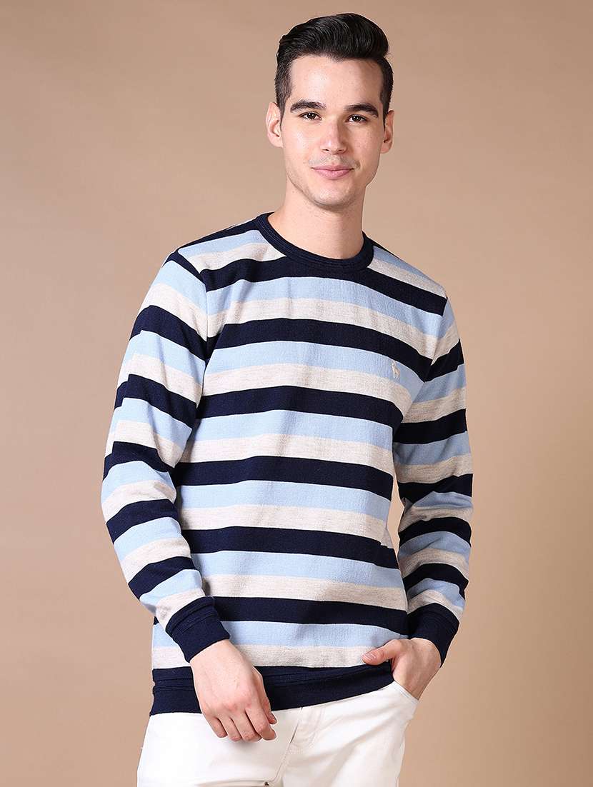 men multi color stripes long sleeve sweatshirt
