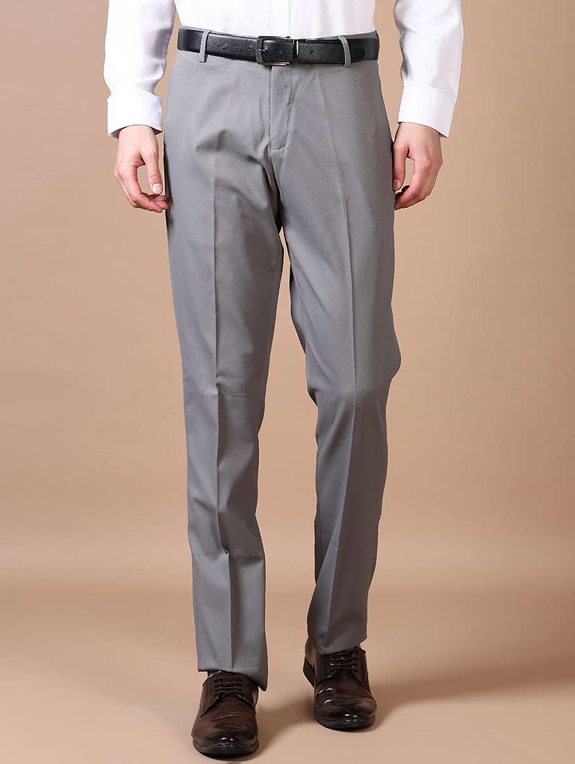 men mid rise solid flat front formal trouser