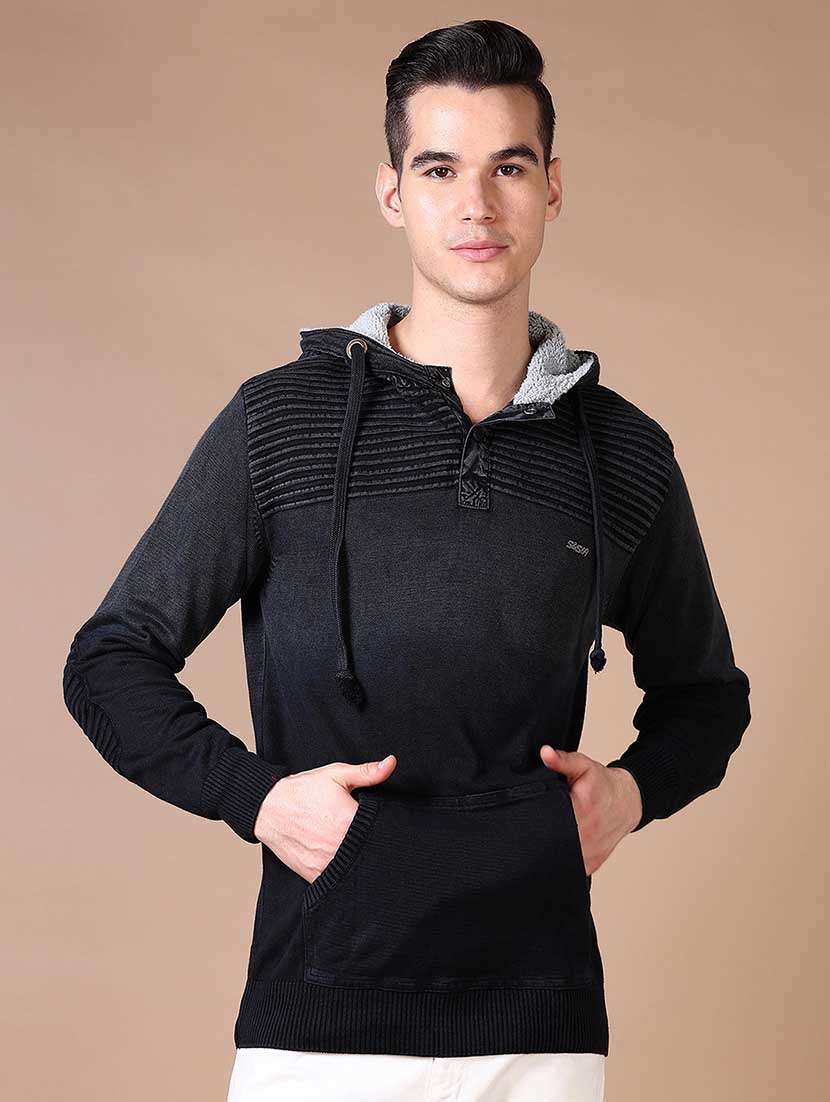men solid hooded sweatshirt