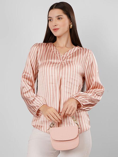 women beige stripes long sleeve top - 21638116 - Standard Image - 0