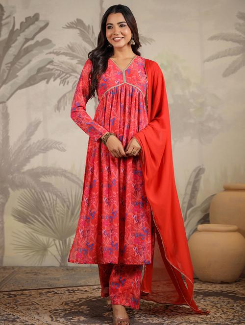 women red floral printed suit set - 21638174 - Standard Image - 0