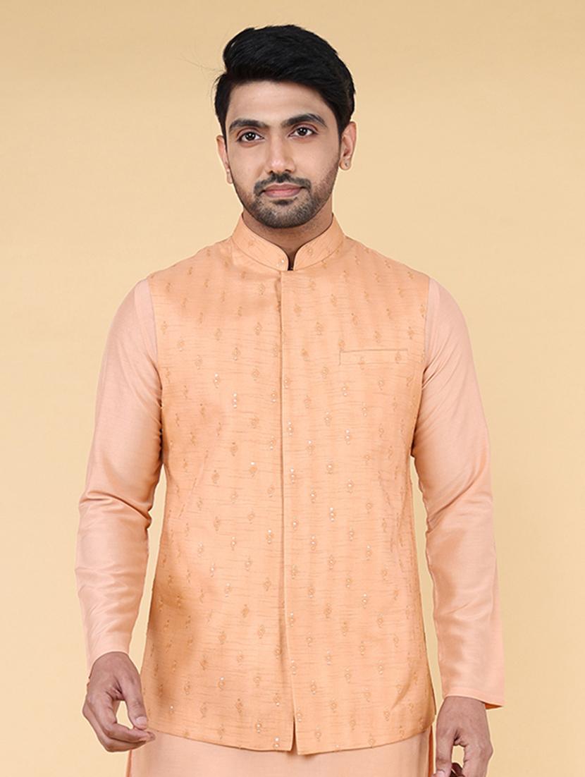 men mandarin neck embroidered nehru jacket - 21638283 - Zoom Image - 0